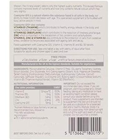 Wassen Coenzyme Q10 + Vitamin E Tablets - Active Coenzyme Formula - 30 Tablets - Buy Online on GoSupps.com