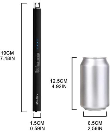 ARECTECH Rechargeable Electric Lighter - Plasma Arc Candle Lighter for Camping & Kitchen - USB Rechargeable - Black - Buy Online on GoSupps.com