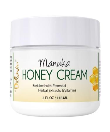 Deluvia Manuka Honey Cream | Hydrating Soothing for Dry Skin | for Sensitive Skin Eczema Psoriasis & Dermatitis - 2 oz Compact Travel Size 2 Ounce (Pack of 1)