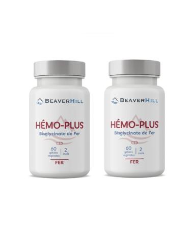 Pack 2 piluliers H mo-Plus Fer bisglycinate 14 mg | avec Vitamines B6 B9 B12 spiruline | 120 g lules v g tales | BEAVERHILL | Vegan | Carence en fer - Homocyst ine - Fatigue | Fabriqu en France
