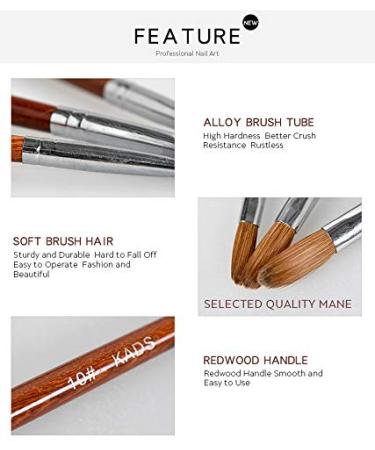 KADS Kolinsky Sable Acrylic Nail Art Brush - Red Wood Pen Manicure Tool - Buy Online on GoSupps.com