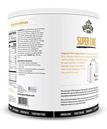Augason Farms Fettuccine Alfredo Super CAN - Emergency Food Storage Meal Prep - 4 Pouches - No. 10 Can - Buy Online on GoSupps.com