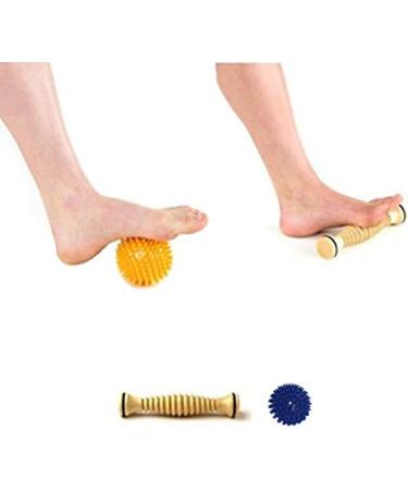 Foot Massage Roller - Wooden Reflexology Tool with Hedgehog Ball for Ultimate Foot Relief - Buy Online on GoSupps.com