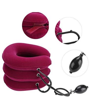 Tkmars Inflatable Neck Support Pillow - Adjustable Cervical Spine Relief for Pain Travel & Office - Unisex Red - Buy Online on GoSupps.com