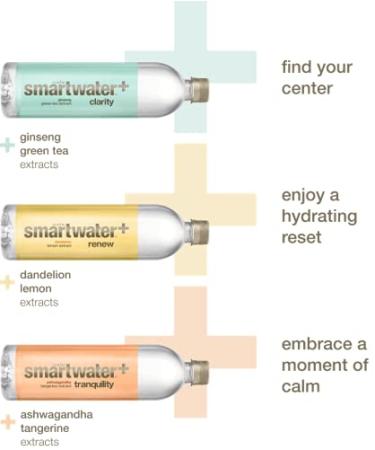 Smartwater+ Flavored Drinking Water Variety Pack - Renew Clarity Tranquility | Zero Sugar Electrolytes - 23.7 Fl Oz Bottles (12 Pack) - Buy Online on GoSupps.com