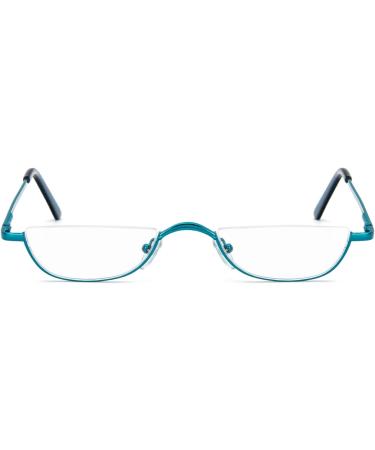KoKoBin Unisex Half Moon Reading Glasses +2.5 - Ultra-Thin Metal Frame with Spring Hinge - Stylish Blue Design for Clear Vision - Buy Online on GoSupps.com