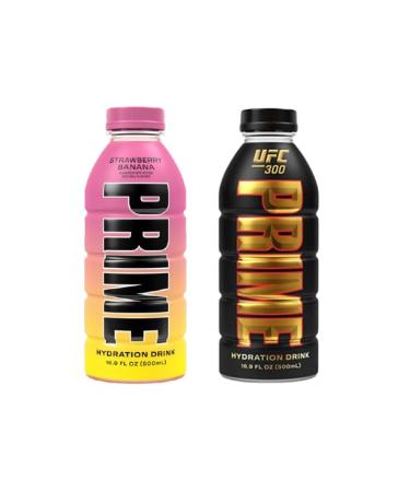 Generic NEWEST!!! Rare & Limited Prime Hydration UFC 300 & Strawberry Banana!!! (2 Bottles - 16.9 Fl Oz Each)