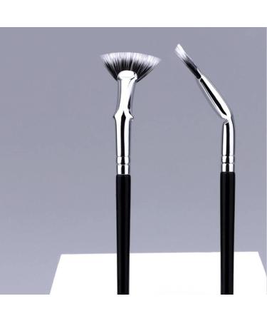1 Pcs Black Eyelash Brush Fan Bent Lash Fan Brush Eyelash Brush Professional Makeup Brush - Duet Fibre Bent Lash Fan Eyelash Brush Make Up Tool Face Brushes