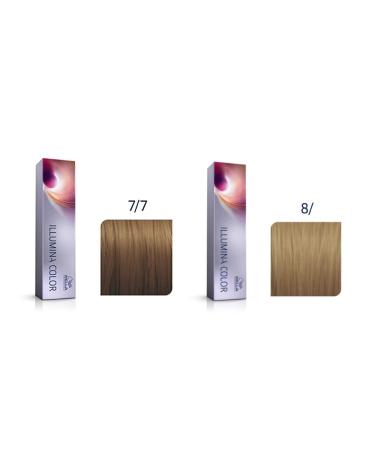 Wella Professionals Illumina Color 7/7 Medium Blonde/Brown 60ml & Wella Professionals Illumina Color 8/Light Blonde/Neutral 60ml Medium Blonde/Brown & Light Blonde/Neutral 120 ml (1 Pack)