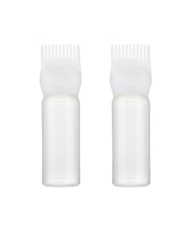 XEROLENE 2 PCS Hair Dye Brush Bottle Root Comb Applicator Bottle Plastic Squeeze Hair Dye Bottle Salon Hair Dying Tool for Hair Coloring Dye and Scalp Treament Essential (White)