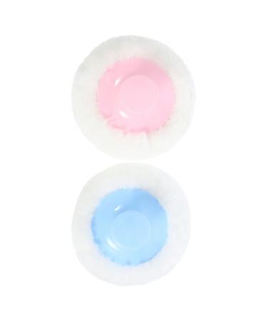 Lot de 2 Houppettes Poudre Fixante pour B b 8 CM Ultra Douces en Tissu Pelucheux R utilisables Couleurs Bleu Clair et Rose Clair Applicateur pour Visage et Corps Soins