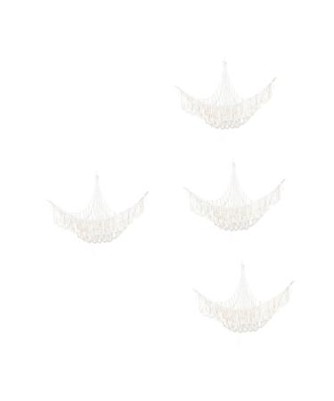 Clispeed 4 pieces stand for yoga balls toys for children plush toys soft toys children's toys corner network for balls network for hanging fruit braid household cotton fitness white