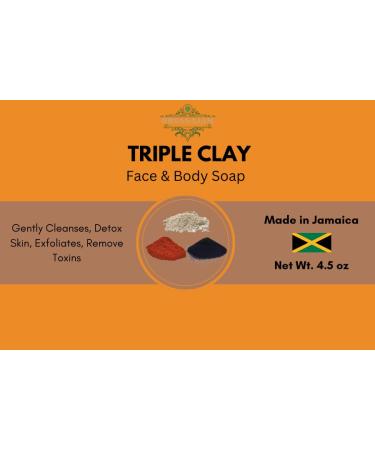 All Natural Triple Clay Organic Exfoliating Soap Bar | Handmade in Jamaica for Men & Women - Buy Online on GoSupps.com
