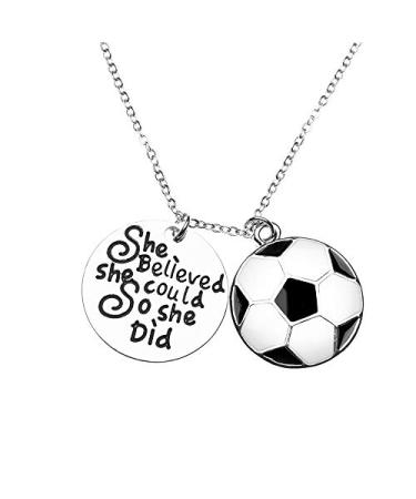 Soccer Necklace, Soccer Jewelry - She Believed She Could So She Did Pendent - Soccer Player Gifts