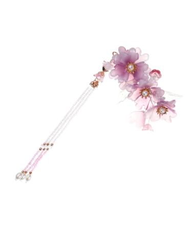 minkissy Classic flower edge clip TASSEL HAIR PIN chinese archaistic chain hair clip purple tiara CHINESE TASSEL HAIR CLIP girls hair accessories hair clips bride Acrylic Hair piece wedding