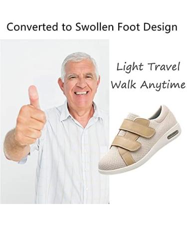 Women's Adjustable Closure Wide Width Walking Shoes | Memory Foam Arch Support | Lightweight | Diabetic & Elderly Friendly | Beige - Size 8 Wide - Buy Online on GoSupps.com