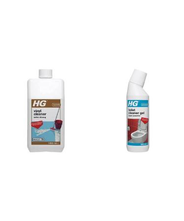 HG Vinyl Cleaner Extra Strong 79 Highly Concentrated Mopping Cleaner & Polish/Coating Remover 1 Litre (150100106) & Toilet Cleaner Gel Super Powerful Limescale & Stain Remover (500 ml) - 322050106 + Toilet Cleaner Gel