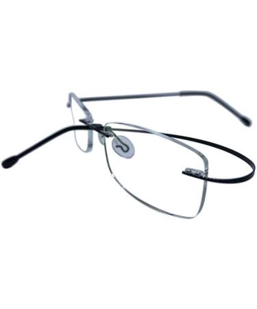 Edgeless Reading Glasses for Men - Meijunter Fashion Retro Lightweight Metal Frame +1.0 to +3.5 - Comfortable Black Lens - Buy Online on GoSupps.com
