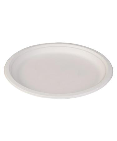 bephible Sustainable Party Plates Leak Proof Paper Trays 50/100pcs White Disposable Round Eco-Friendly Dinner for Wedding BBQ Compostable Sugar Cane Pulp 50pcs