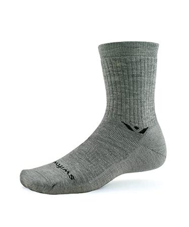 Swiftwick- PURSUIT HIKE SIX Lightweight Hiking Socks, Merino Wool, Mens and Womens Heather Large