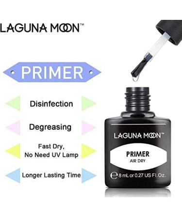 LagunaMoon Gel Nail Polish Set - Primer, Base Coat, Top Coat, Liquid Tape - 8ML (4pcs) - Buy Online on GoSupps.com