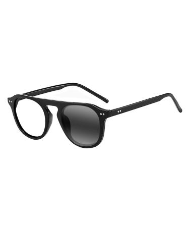 Retro Men's Pilot Style Fashion Progressive Multifocal Transition Photochromic Multi Focus Reading Glasses Black 1.75 x