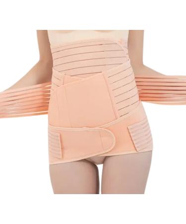 BIONICORE 3-in-1 Postpartum Belly Band Wrap Abdominal Binder Support Pregnancy Recovery Belt postnatal Surgery C Section Body Shaper (Pink L) L Pink