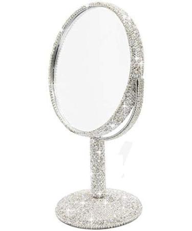 Bestbling Bling Rhinestone Portable Double Sided Swivel Makeup Mirror - Silver - Buy Online on GoSupps.com