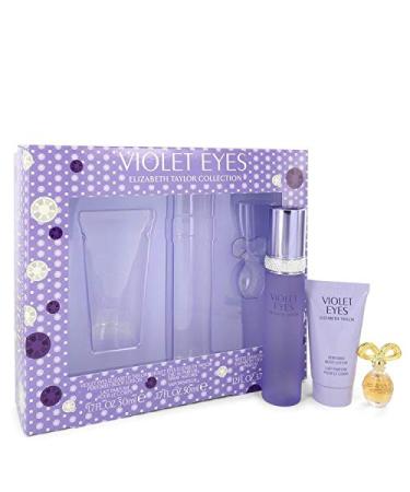 Violet Eyes Elizabeth Taylor 3 Pieces Gift Set Women 1.7 oz Eau De Parfum Spray + 1.7 oz Body Lotion + White Diamond Parfum Mini