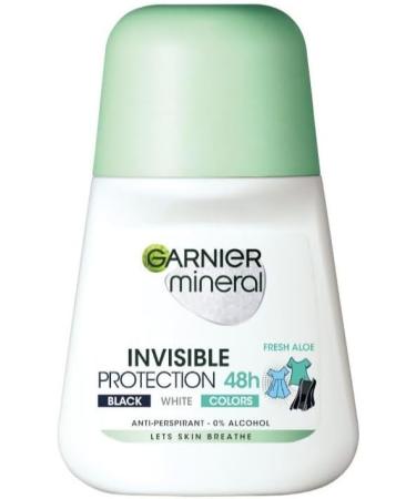  Garnier GARNIER Pack of 6 Invisible Roll-On Deodorants Black and White with Fresh Aloe 50ml - Buy Online on GoSupps.com