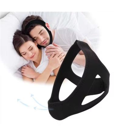 Anti Snoring Chin Strap Chin Strap for CPAP Users Chin Strap for Snoring Adjustable and Breathable Anti Snoring Devices Snore Stopper Suitable for Men and Women - Black