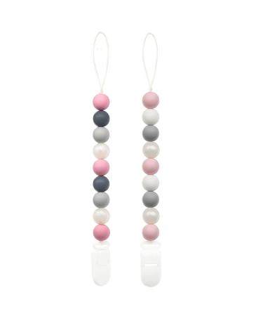 Flow fire Silicone Dummy Clip for Girl and Boys 2Pcs Baby Dummy Clips Fit All Soothers and Dummies Pink 2PCS - Buy Online on GoSupps.com