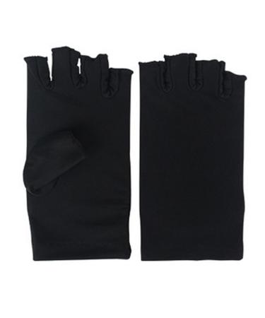 Nail Dryer Anti UV Protection Gloves Led Lamp Radiation UV Shield Fingerless Gloves Nail Art Dryer Tools for Salon Home 1 Pair Black Nail Gloves