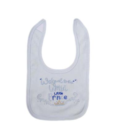 Baby Boys Girls 100% Cotton Welcome to The World Little Prince Stick on Fastening Bibs Blue Single Bib Blue Little Prince