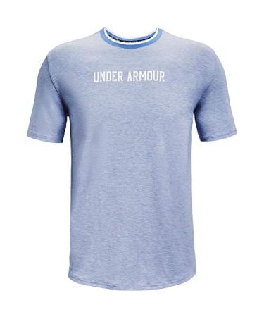 Under Armour Men's Recover Sleep Short-Sleeve Crew Neck Undershirt , Washed Blue Full Heather (420)/White , 3X-Large