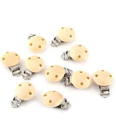 Walfront 10 Pieces Wooden Pacifier Clips - Natural Color Baby Dummy Nipple Holders for Safe Teething & Soothing - Buy Online on GoSupps.com