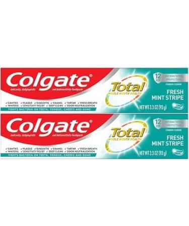 Colgate Total Toothpaste Fresh Mint Stripe Gel 3.3 oz (93g) - Pack of 2