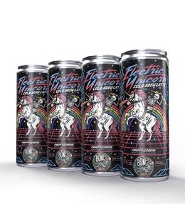 Bones Coffee Company Electric Unicorn Cold Brew Latte Fruity Cereal Flavored Coffee | 100% Ready To Drink Cold Brew Coffee Can | Smooth & Sweet Blend Cold Brew Cans | 11 Fl Oz Can (4 Pack) Cold Brew Latte Fruity Cereal 11 Fl oz (Pack of 4)