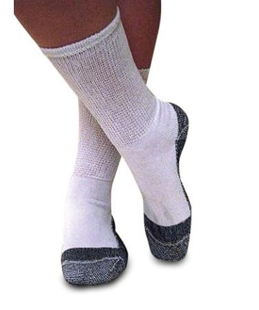 MDI J-200 Roomy Diabetic Socks - White Crew Medium