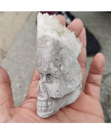 Natural Crystal Rough 1pcs Clear Quartz Crystal Chyrsanthemum Cluster HandCarved Skull Specimen Stones - Buy Online on GoSupps.com