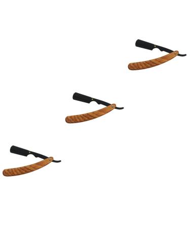 FRCOLOR 3pcs Safety Razor Eyrbrow Razor Body Shavers for Men Wood Manual Shaver Holder Mens Razors Straight Barber Razor Shaver for Men Man Shaver Manual Razor Wooden Eyebrow Trimmer Beard 14x2.1cmx3pcs Assorted Colorx3pcs