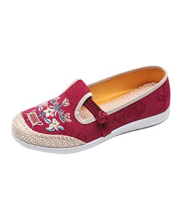 Ladies Style Shoes Ethnic Shoes Shoes Casual Flower Casual Embroidered Women's casual shoes Shoes Sneaker 8 Red