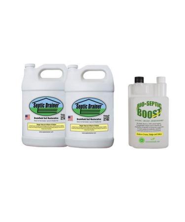 New Formula - 2 Gals. Septic Drain Field Treatment with Bio-Septic Boost | Repair and Maintain Septic Drain Field | Treats: Hard Pan Soil Issues & Bio-Mat | Non-Toxic