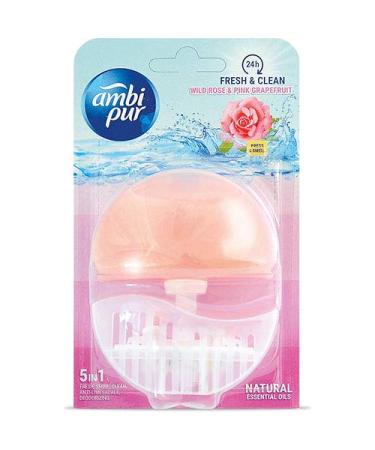 Ambi Pur 5 in 1 Toilet Rim Block Rose & Pink Grapefruit Refill 55ml