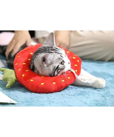 QYCX Pet Collar-Adjustable Cat Recovery Collar&Cute Soft Strawberry Neck Cone After Surgery Anti-Bite Lick Wound Healing Protective Cat Elizabethan Collar for Kitten&Puppy - Buy Online on GoSupps.com