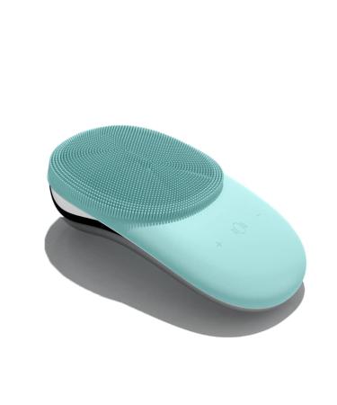Facial Cleansing Brush Sonic Waterproof Cleansing Brush(8 Adjustable Speeds) Effectively Cleans and Exfoliates Soft Silicone Heated Massage Helps Open pores&Import Essence Relieve Fatigu (Green)