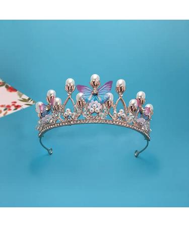YOVECATHOU Girls Tiara Butterfly Princess Crown - Gold Pearl Rhinestone Headband for Halloween, Wedding, Birthday Party - Cosplay Costume Accessory - Buy Online on GoSupps.com