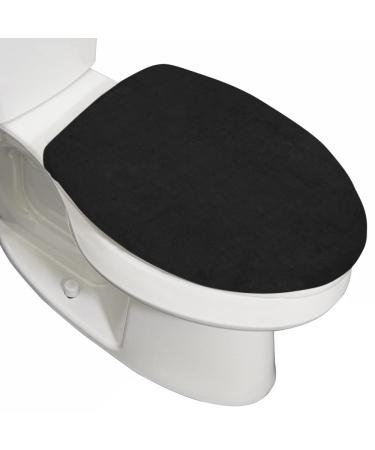 Gorilla Grip Thick Memory Foam Bathroom Toilet Lid Seat Cover, Soft Velvet Topside, Machine Wash, Plush Cushioned Covers Fits Most Size Lids, Decorative Bath Room Accessories, 19.5x18.5, Black 19" x 18" Black