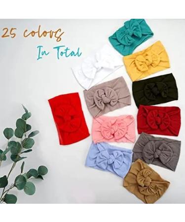 Midodo 25-Piece Soft Elastic Baby Headband Set | Newborn Turban Knot Hair Bands for Girls | Stretchable Nylon Accessories - Buy Online on GoSupps.com