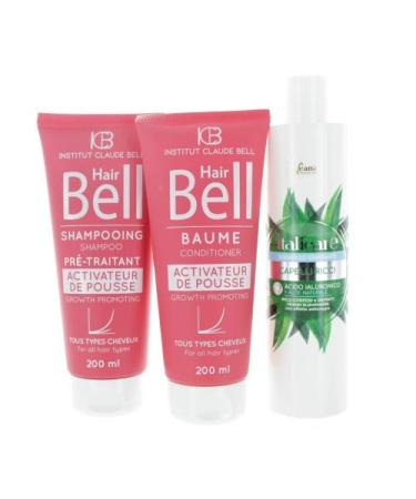 Veana Hyaluron Aloe Vera Shampoo (300ml) + HairBell Shampoo and Conditioner (2 x 200ml) for curly wavy structured kinky and redundant hair.